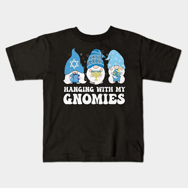 Hanging With My Gnomies Funny Hanukkah Gnome Kids T-Shirt by larfly